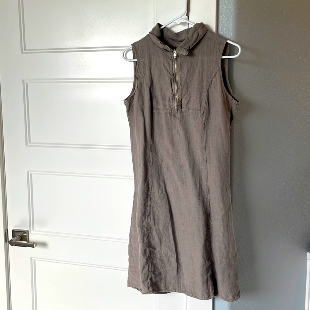Khaki linen dress
